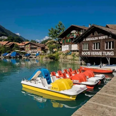 Romantic Swiss Alp With & Mountains Iseltwald